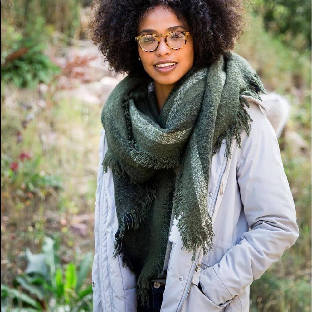 (2/$25) 29 Palms Plaid Distressed Blanket Scarf